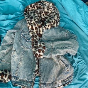 cheetah print reversible jean jacket